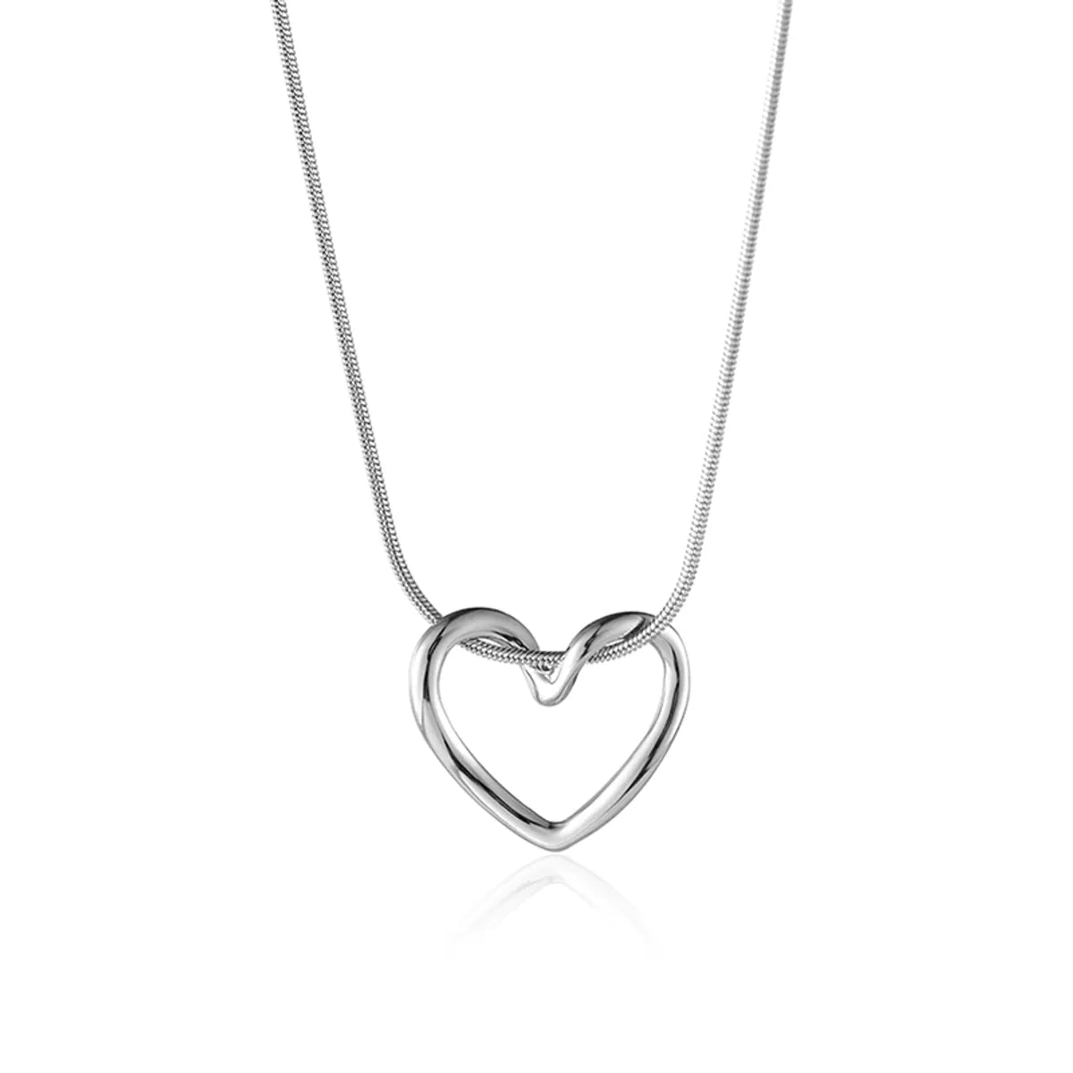 304 Stainless Steel Simple Style Shiny Polishing Plating Heart Shape Pendant Necklace