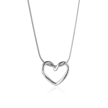 304 Stainless Steel Simple Style Shiny Polishing Plating Heart Shape Pendant Necklace