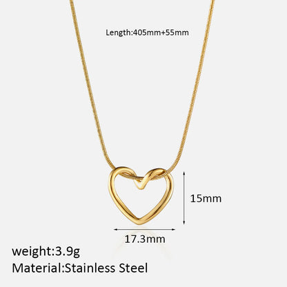 304 Stainless Steel Simple Style Shiny Polishing Plating Heart Shape Pendant Necklace