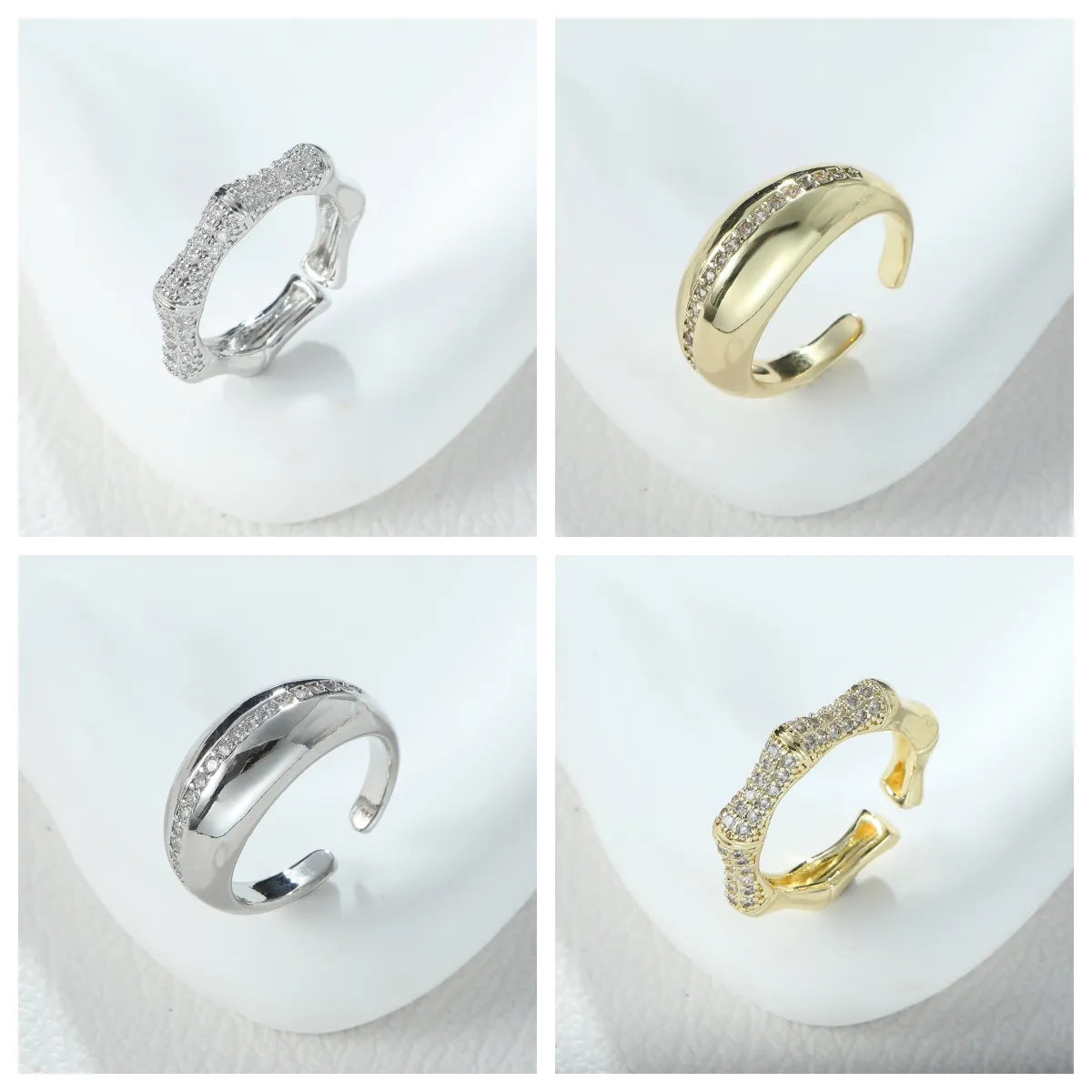 Simple Style Shiny Letter Alloy Asymmetrical Inlay Zircon Women'S Rings