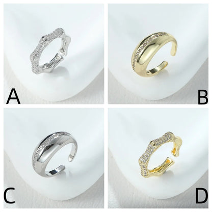 Simple Style Shiny Letter Alloy Asymmetrical Inlay Zircon Women'S Rings