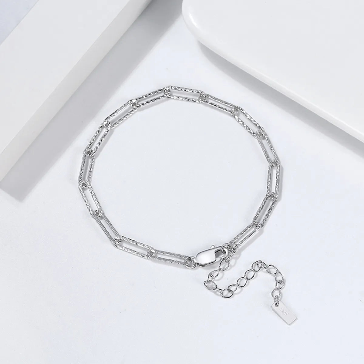 Simple Style Shiny Paper Clip Sterling Silver Plating Rhodium Plated Silver Plated Bracelets