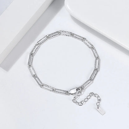 Simple Style Shiny Paper Clip Sterling Silver Plating Rhodium Plated Silver Plated Bracelets