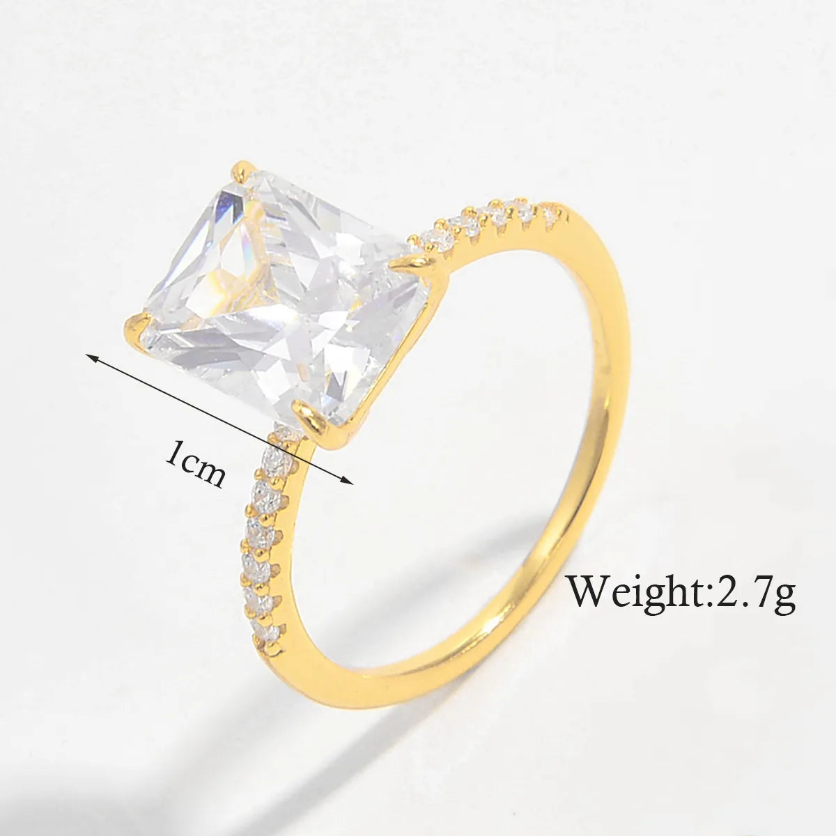 Simple Style Shiny Rectangle Sterling Silver Plating Inlay Zircon 14k Gold Plated Rose Gold Plated White Gold Plated Rings