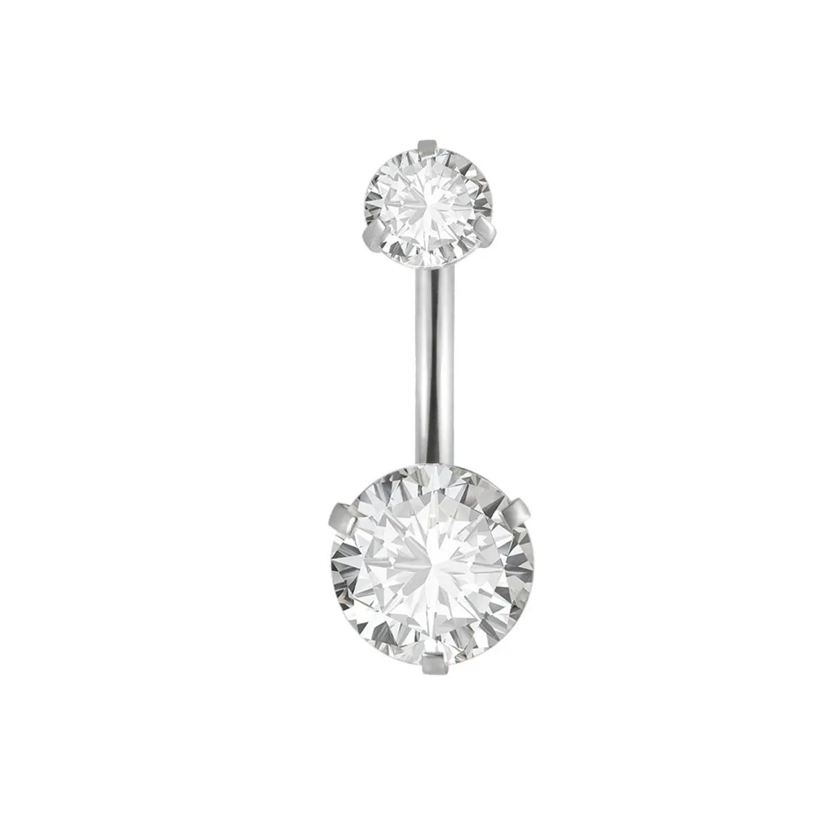 1 Piece Belly Rings Simple Style Shiny Round 304 Stainless Steel Inlay Zircon