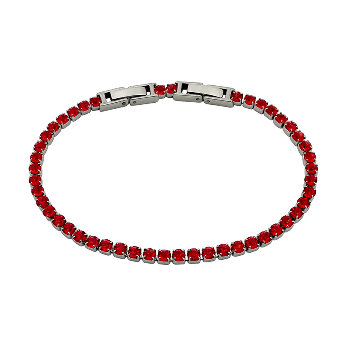 Simple Style Shiny Round Stainless Steel Inlay Zircon Tennis Bracelet