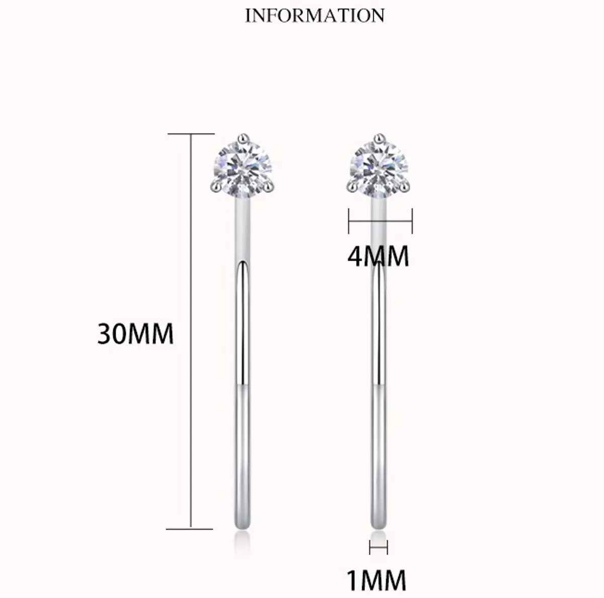 Simple Style Shiny Round Sterling Silver Gra Plating Inlay Moissanite 18k Gold Plated Earrings