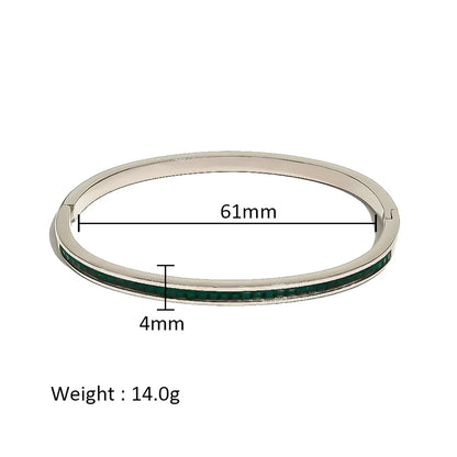 Simple Style Shiny Solid Color 316L Stainless Steel  18K Gold Plated Zircon Bangle In Bulk