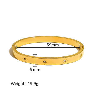 Simple Style Shiny Solid Color 316L Stainless Steel  18K Gold Plated Zircon Bangle In Bulk