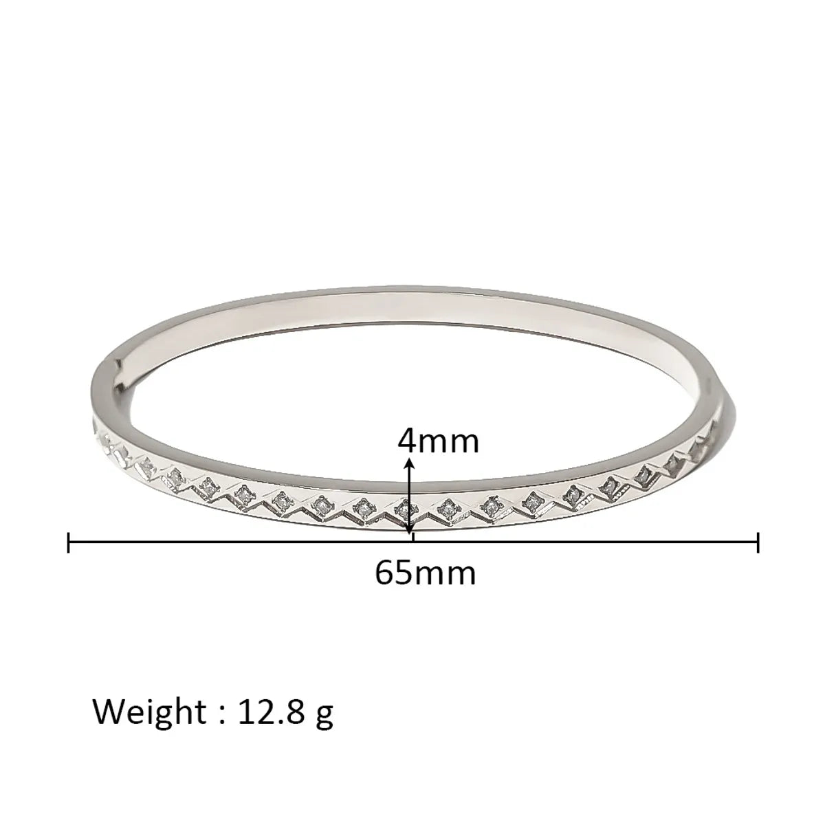 Simple Style Shiny Solid Color 316L Stainless Steel  18K Gold Plated Zircon Bangle In Bulk