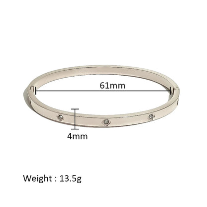 Simple Style Shiny Solid Color 316L Stainless Steel  18K Gold Plated Zircon Bangle In Bulk