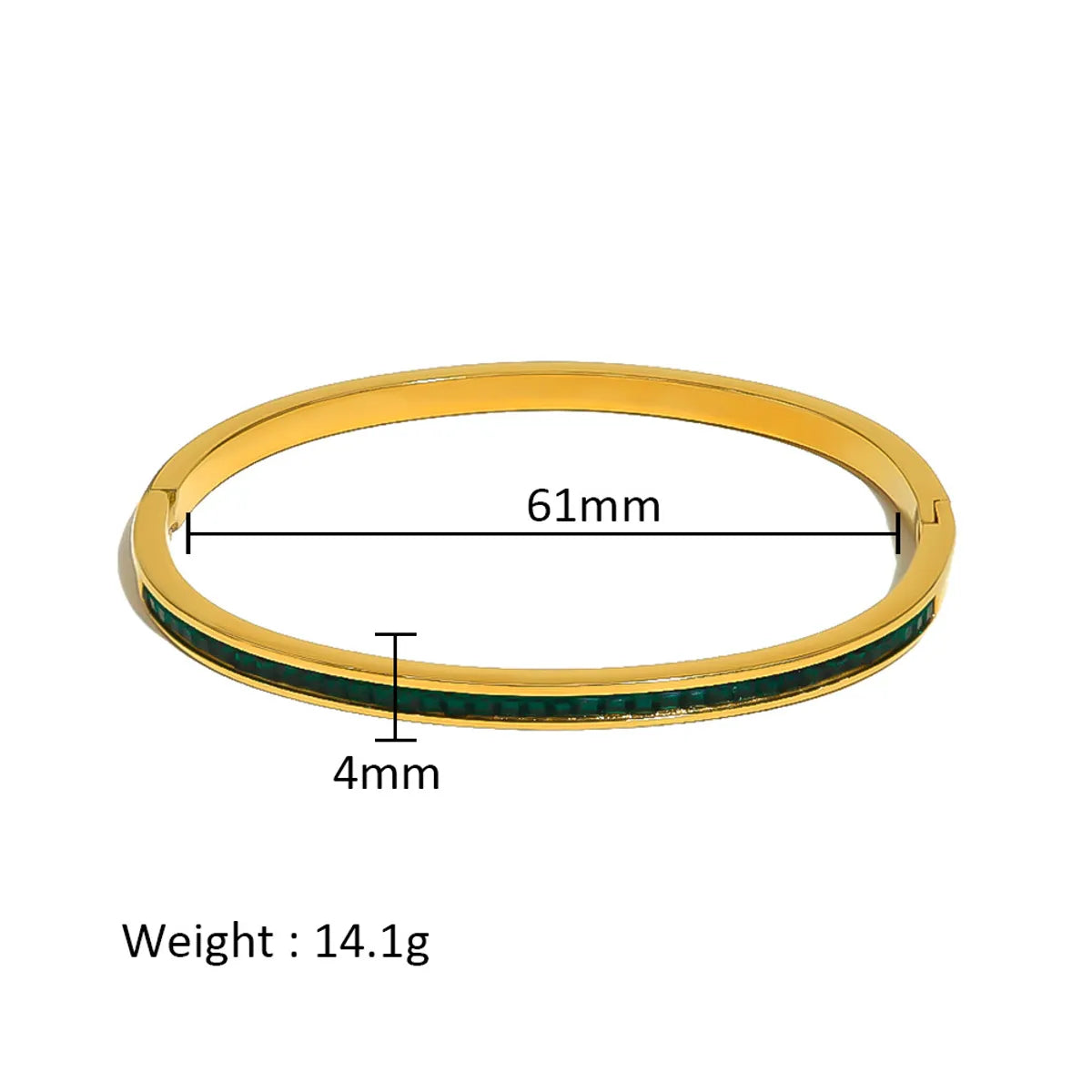 Simple Style Shiny Solid Color 316L Stainless Steel  18K Gold Plated Zircon Bangle In Bulk