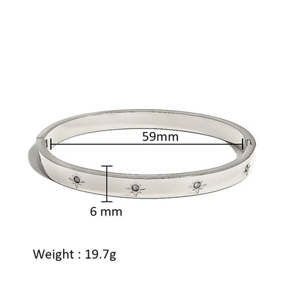 Simple Style Shiny Solid Color 316L Stainless Steel  18K Gold Plated Zircon Bangle In Bulk