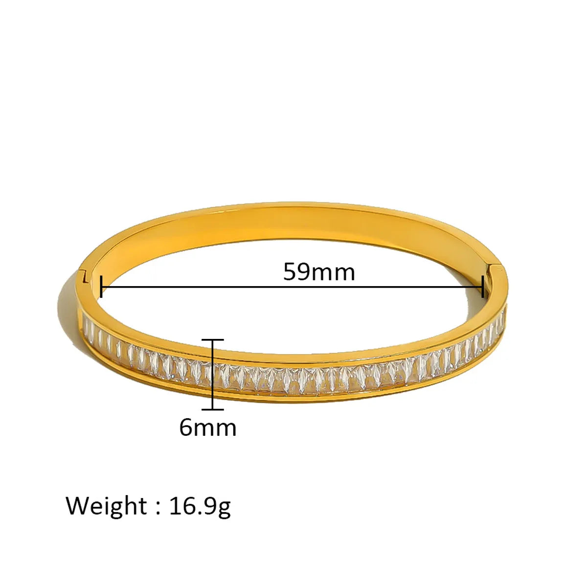 Simple Style Shiny Solid Color 316L Stainless Steel  18K Gold Plated Zircon Bangle In Bulk