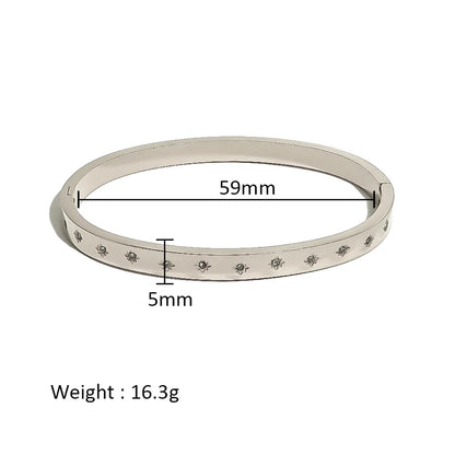 Simple Style Shiny Solid Color 316L Stainless Steel  18K Gold Plated Zircon Bangle In Bulk