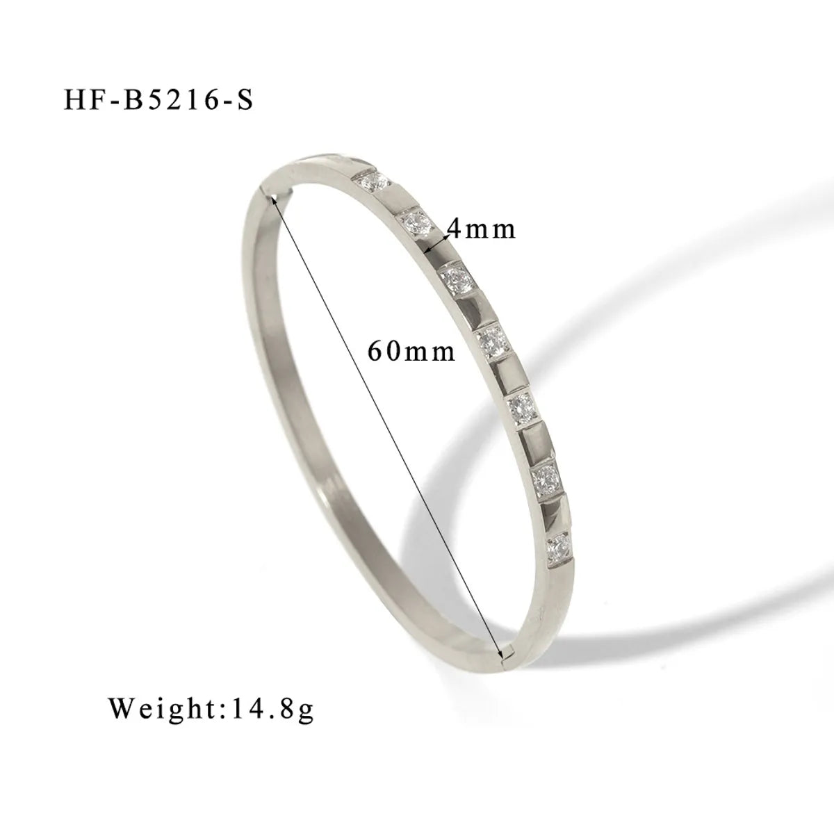 Simple Style Shiny Solid Color 316L Stainless Steel  18K Gold Plated Zircon Bangle In Bulk