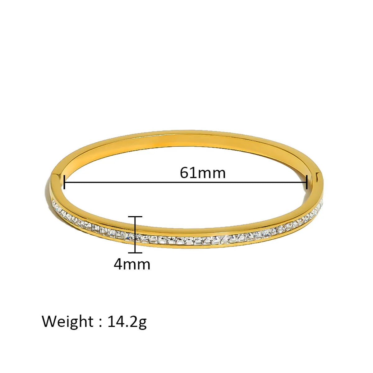 Simple Style Shiny Solid Color 316L Stainless Steel  18K Gold Plated Zircon Bangle In Bulk