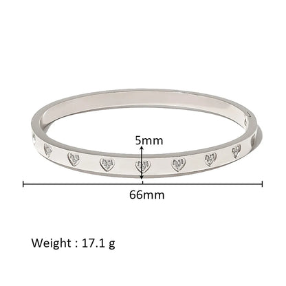 Simple Style Shiny Solid Color 316L Stainless Steel  18K Gold Plated Zircon Bangle In Bulk