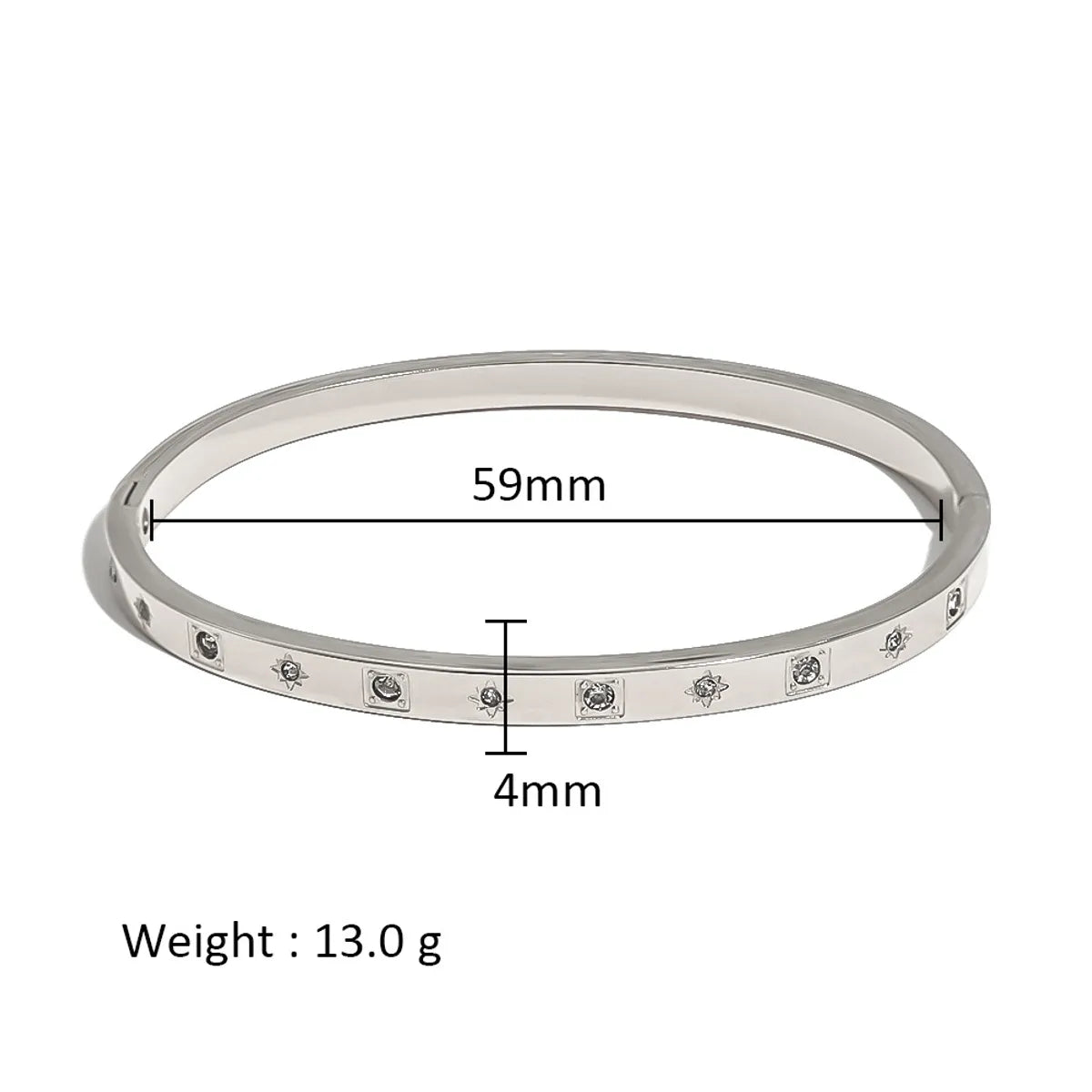 Simple Style Shiny Solid Color 316L Stainless Steel  18K Gold Plated Zircon Bangle In Bulk