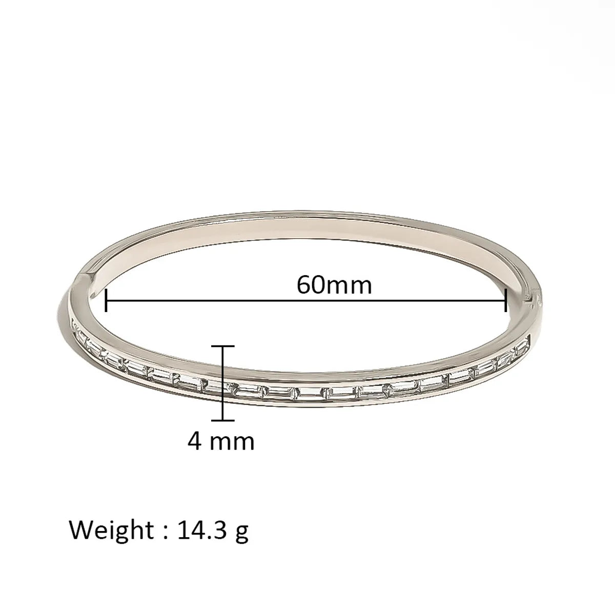 Simple Style Shiny Solid Color 316L Stainless Steel  18K Gold Plated Zircon Bangle In Bulk