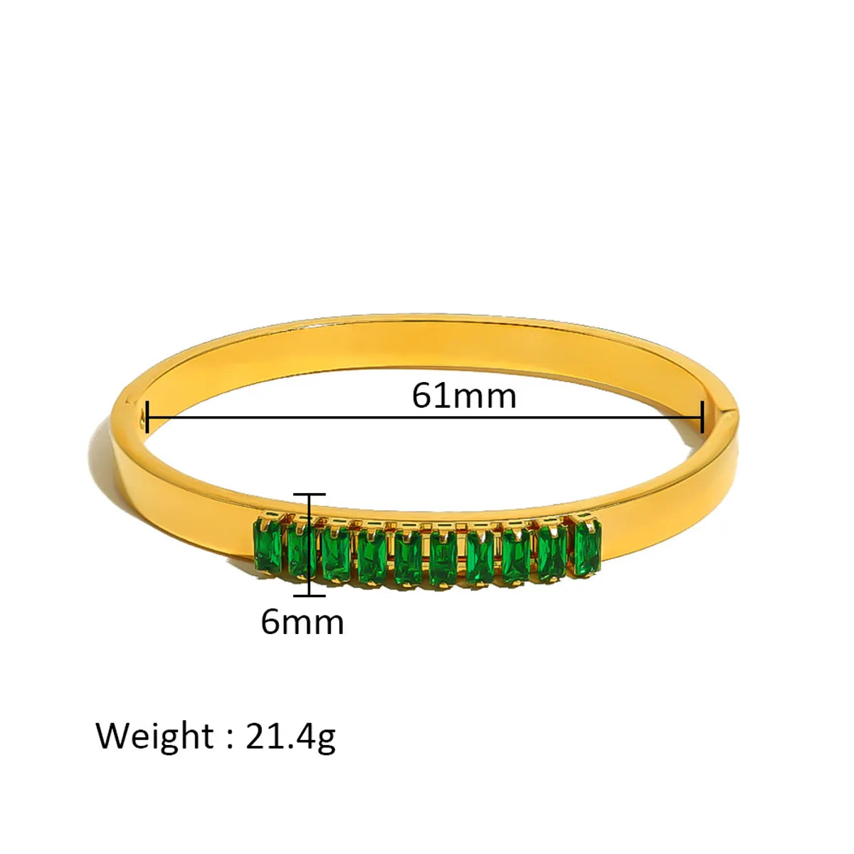 Simple Style Shiny Solid Color 316L Stainless Steel  18K Gold Plated Zircon Bangle In Bulk