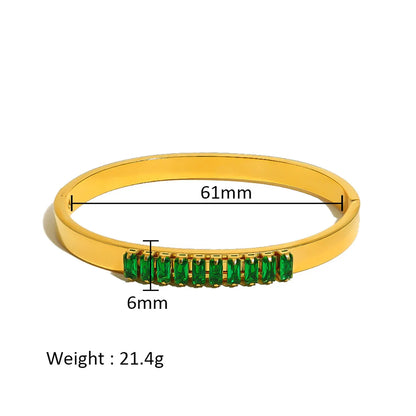 Simple Style Shiny Solid Color 316L Stainless Steel  18K Gold Plated Zircon Bangle In Bulk