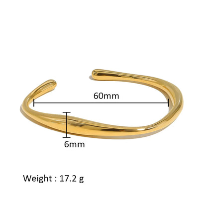 Simple Style Shiny Solid Color 316L Stainless Steel  18K Gold Plated Zircon Bangle In Bulk