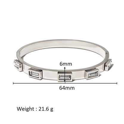 Simple Style Shiny Solid Color 316L Stainless Steel  18K Gold Plated Zircon Bangle In Bulk