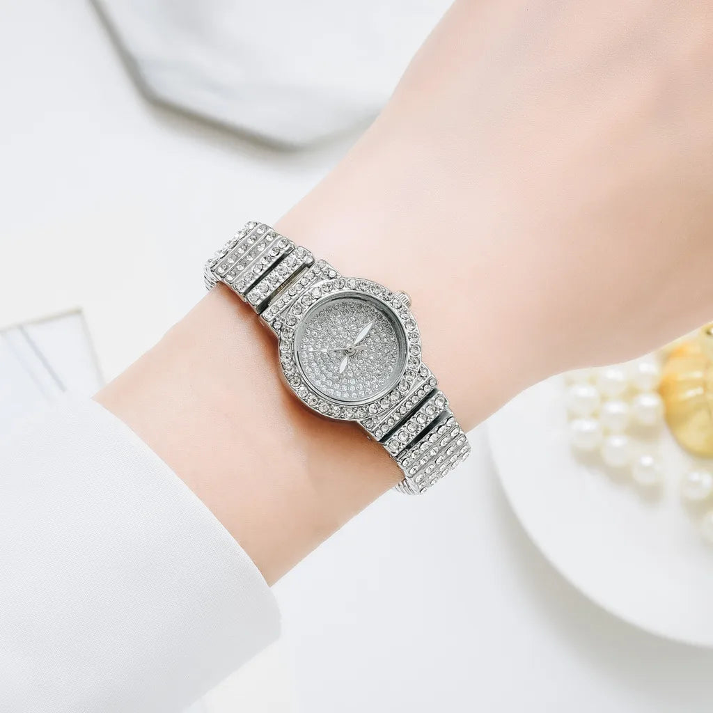 Simple Style Shiny Solid Color Horseshoe Buckle Quartz Women'S Watches