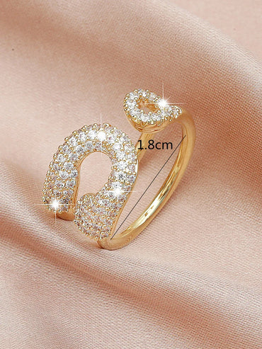 Simple Style Shiny Solid Color Stainless Steel Inlay Glass Open Rings