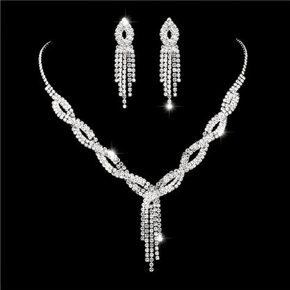 Simple Style Shiny Tassel Solid Color Alloy Plating Inlay Rhinestones Silver Plated Women'S Jewelry Set