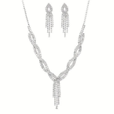 Simple Style Shiny Tassel Solid Color Alloy Plating Inlay Rhinestones Silver Plated Women'S Jewelry Set