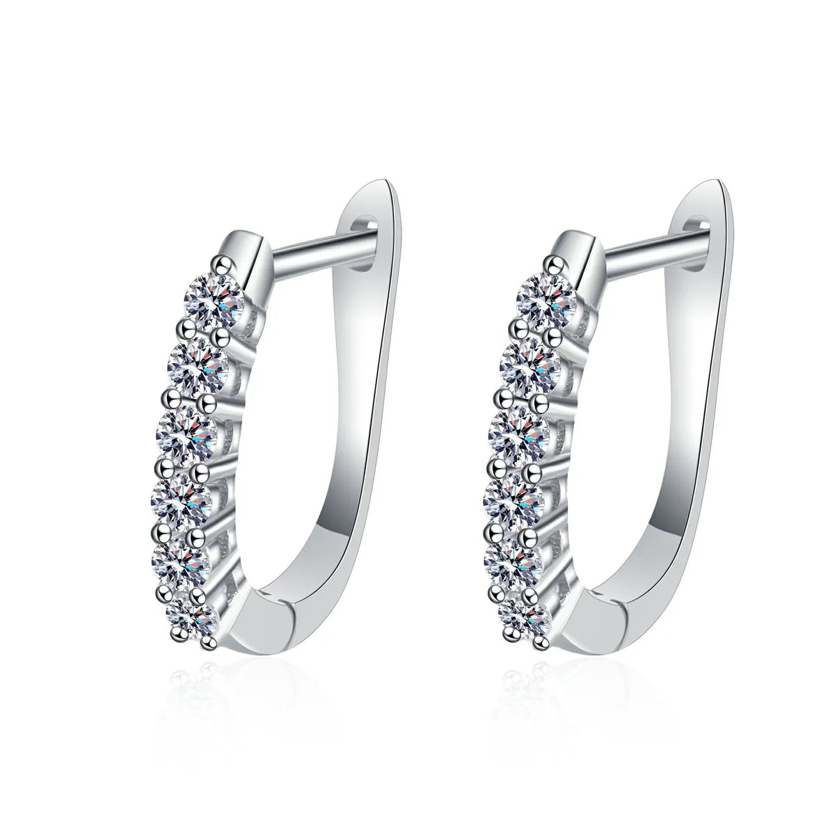 Simple Style Shiny U Shape Sterling Silver Moissanite Earrings In Bulk