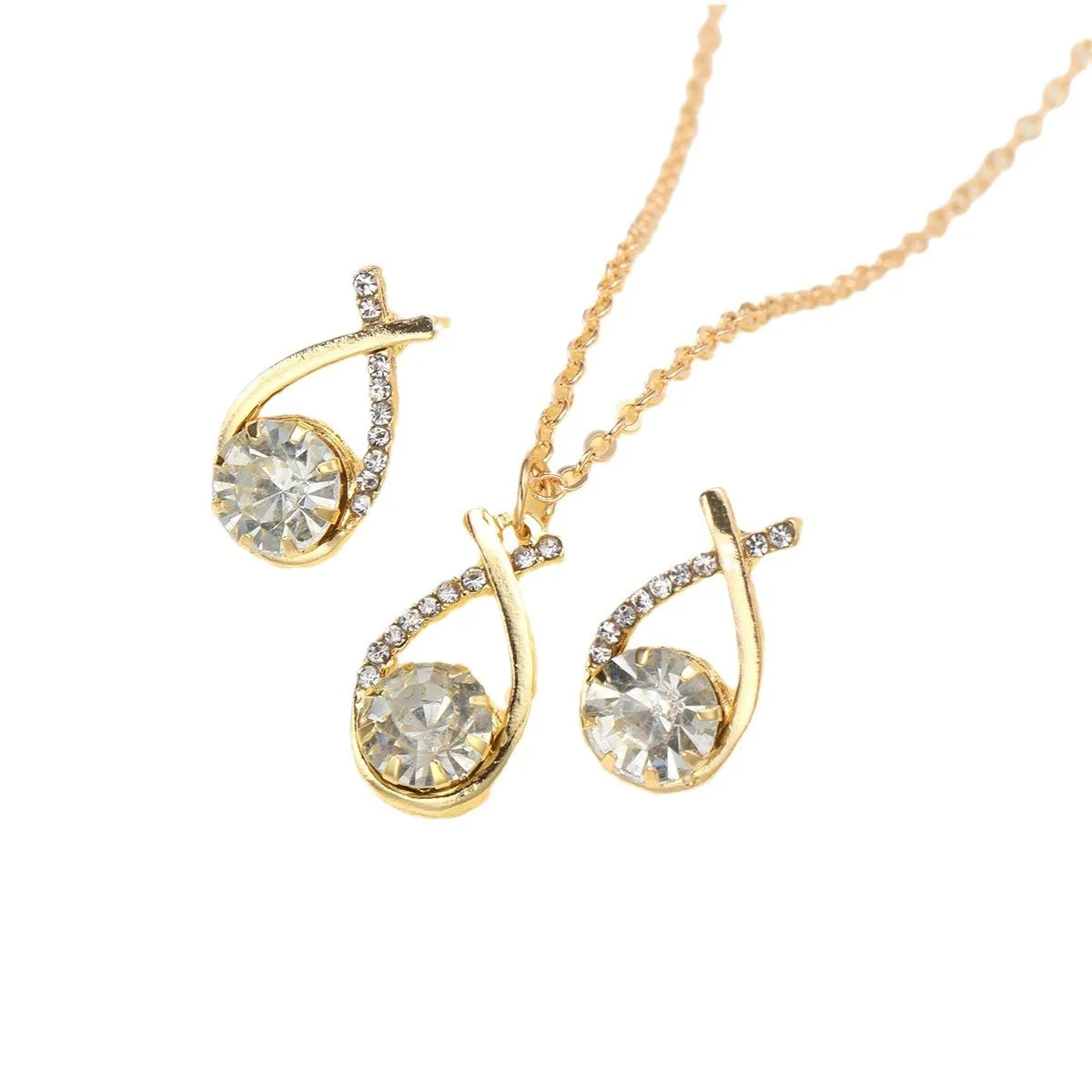 Simple Style Shiny Water Droplets Alloy Inlay Rhinestones Women'S Jewelry Set