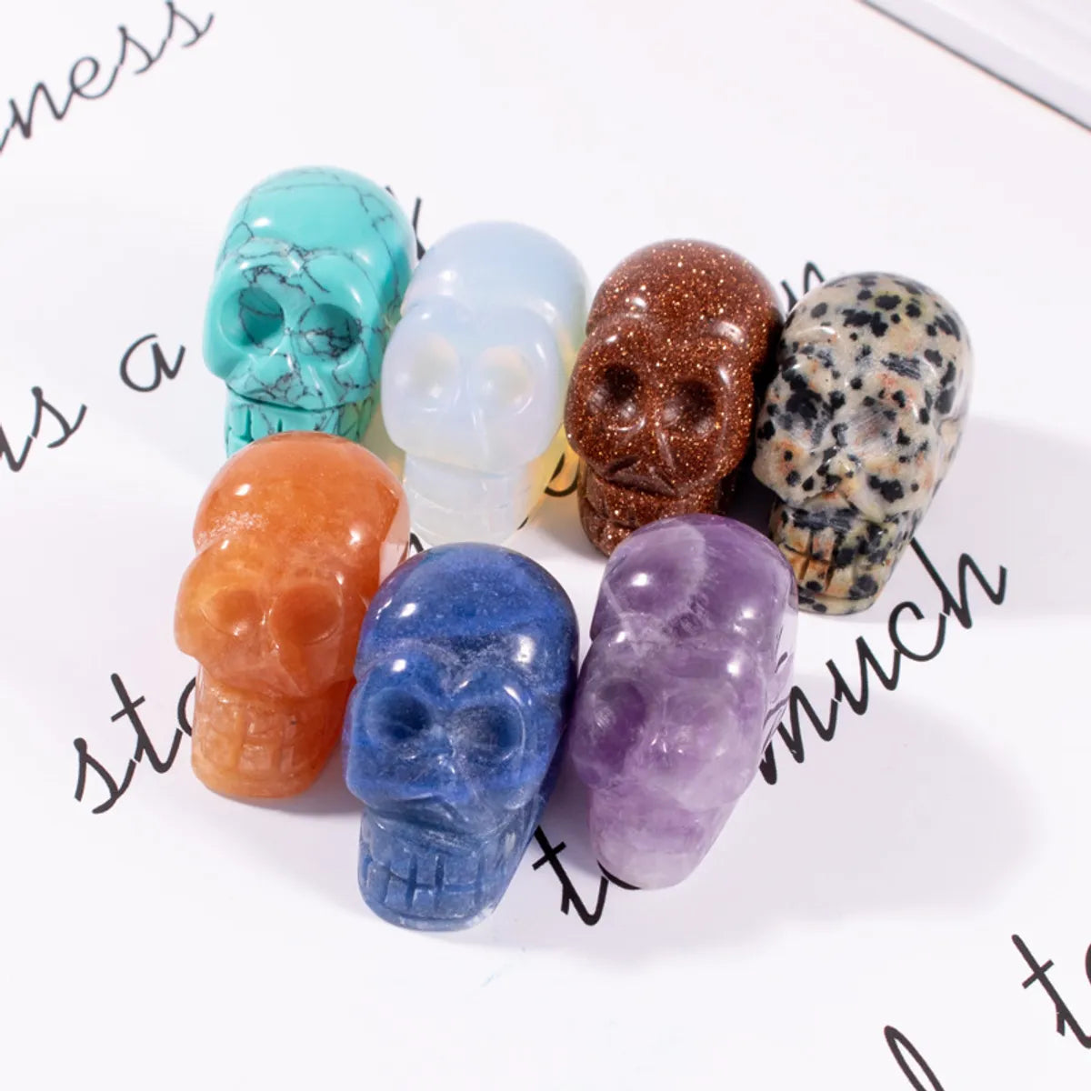 Simple Style Skull Gem Obsidian Ornaments Artificial Decorations