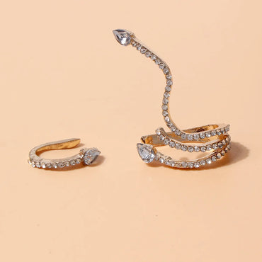 Simple Style Snake Alloy Inlay Rhinestones Women's Ear Clips 1 Set