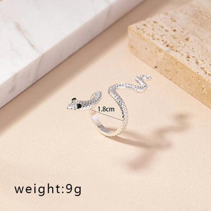 Simple Style Snake Alloy Plating Inlay Rhinestones Unisex Open Rings