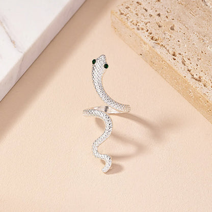 Simple Style Snake Alloy Plating Inlay Rhinestones Unisex Open Rings