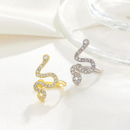 Simple Style Snake Copper Ear Clips Plating Zircon Copper Earrings