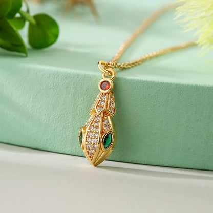 Simple Style Snake Copper Plating Inlay Zircon 18k Gold Plated Pendant Necklace