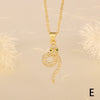 Simple Style Snake Copper Plating Inlay Zircon 18k Gold Plated Pendant Necklace