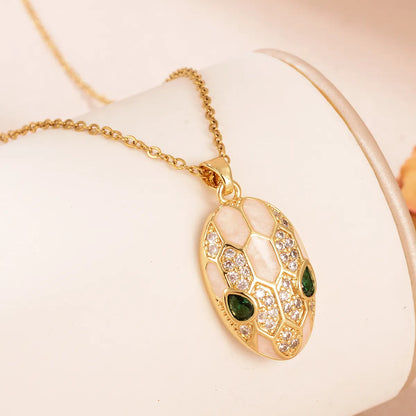 Simple Style Snake Copper Plating Inlay Zircon 18k Gold Plated Pendant Necklace