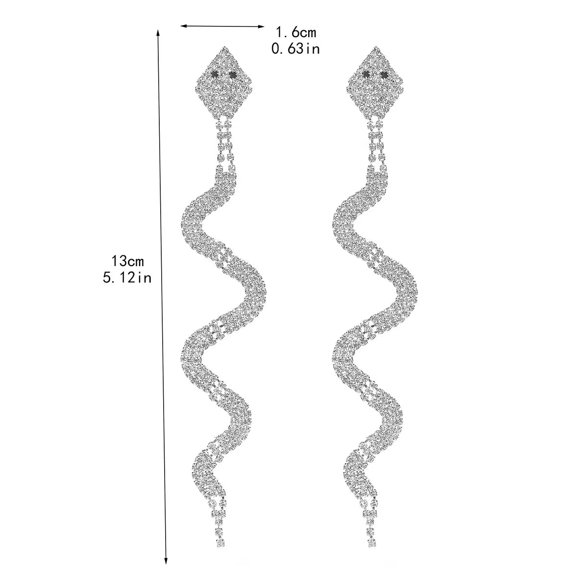 Simple Style Snake Rhinestone Plating Silver Plated Women's Drop Earrings