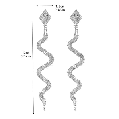 Simple Style Snake Rhinestone Plating Silver Plated Women's Drop Earrings