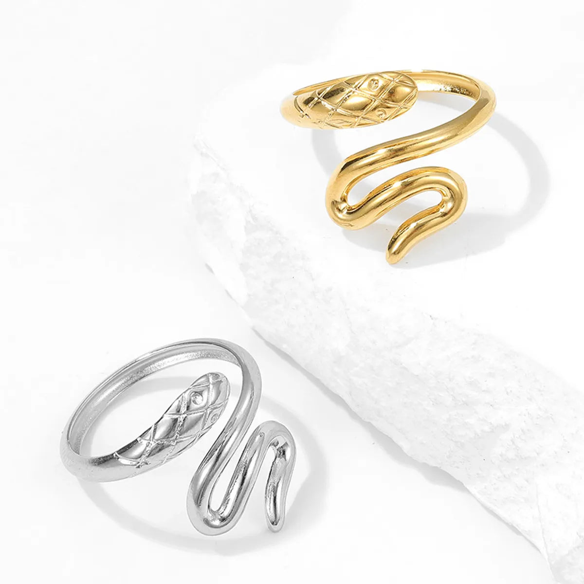 Simple Style Snake Stainless Steel Open Rings