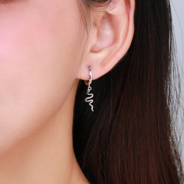 Simple Style Snake Sterling Silver Drop Earrings 1 Pair