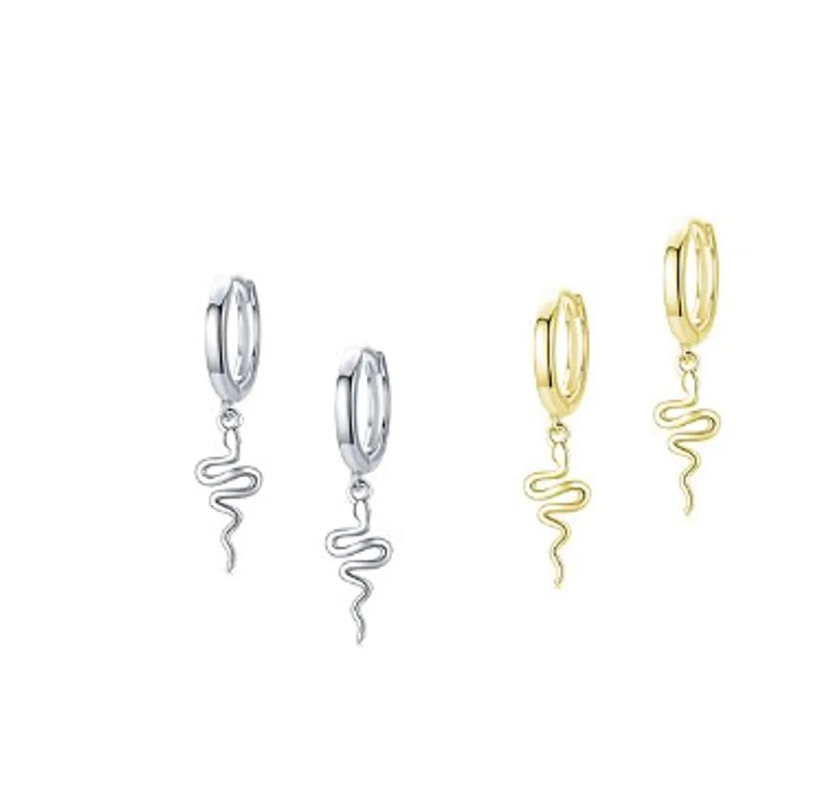 Simple Style Snake Sterling Silver Drop Earrings 1 Pair