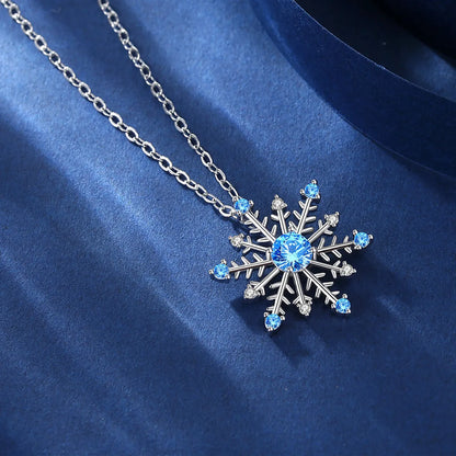 Simple Style Snowflake Copper Inlay Zircon Pendant Necklace