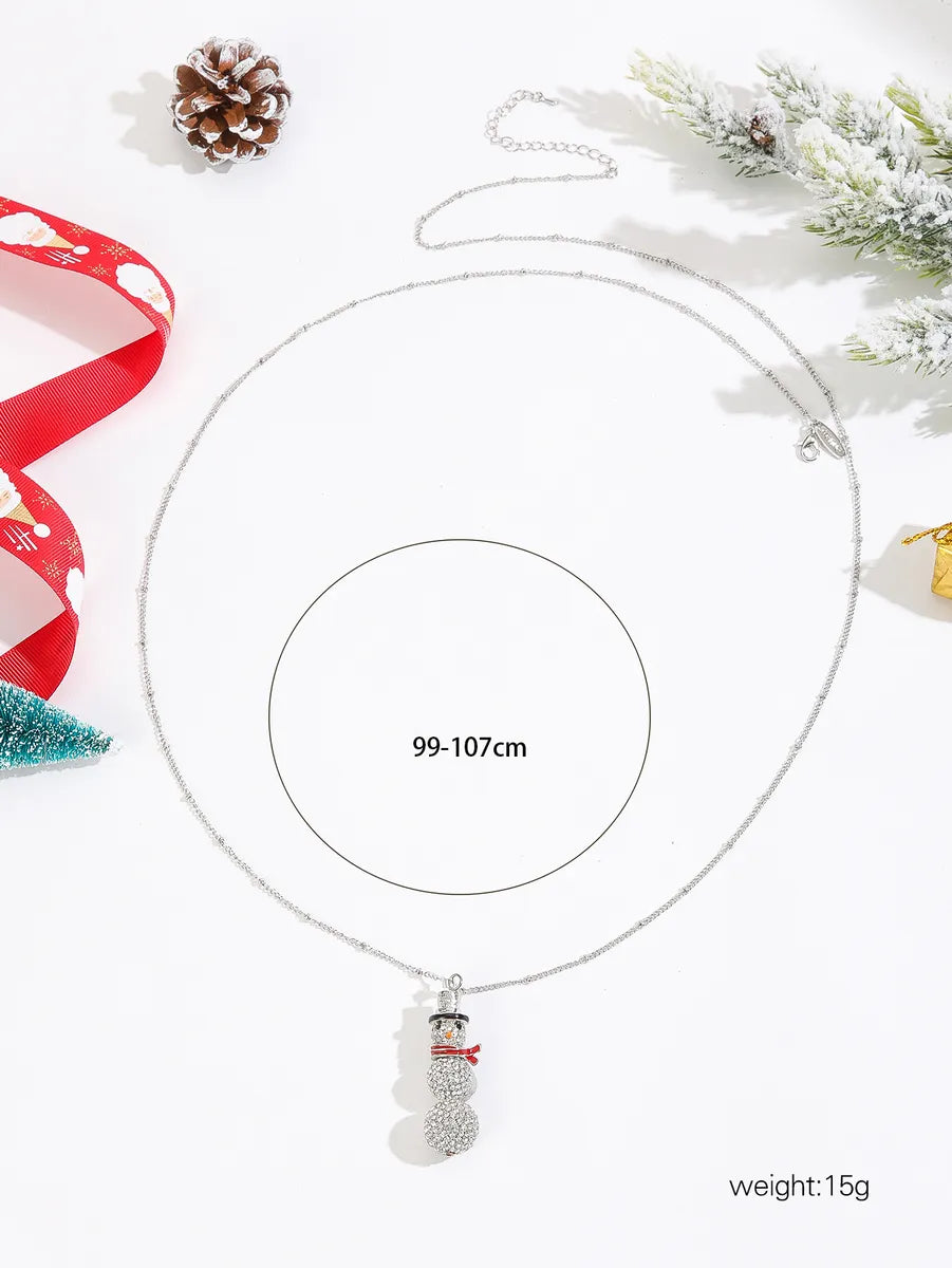 Simple Style Snowman Glass Alloy Wholesale Pendant Necklace