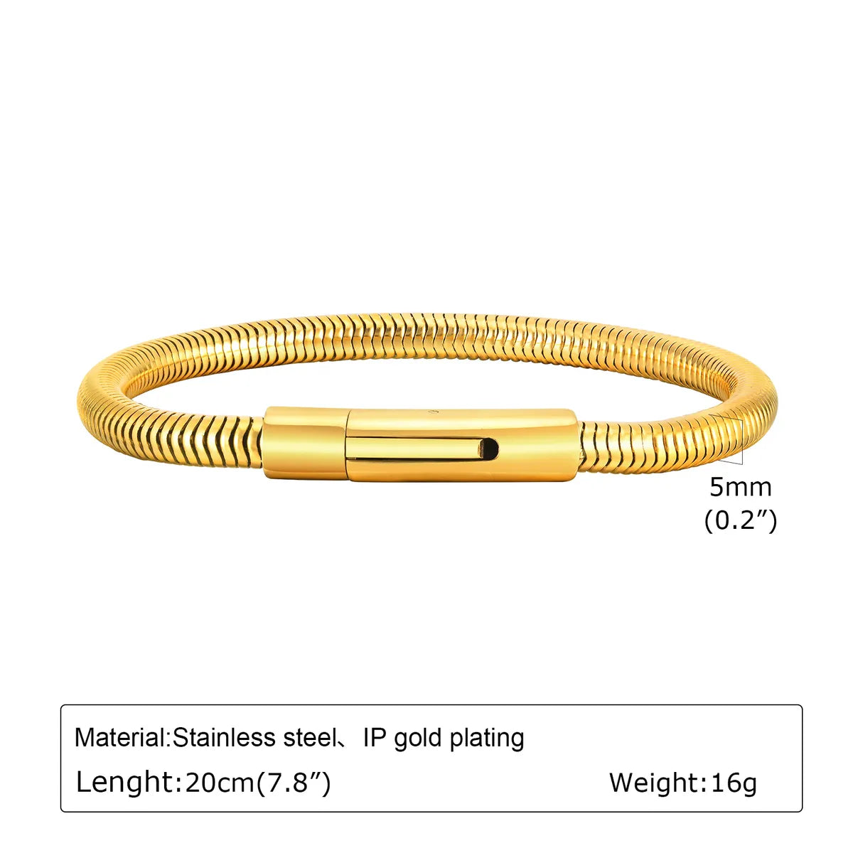 Simple Style Solid Color 201 Stainless Steel Buckle 18K Gold Plated Men'S Bracelets